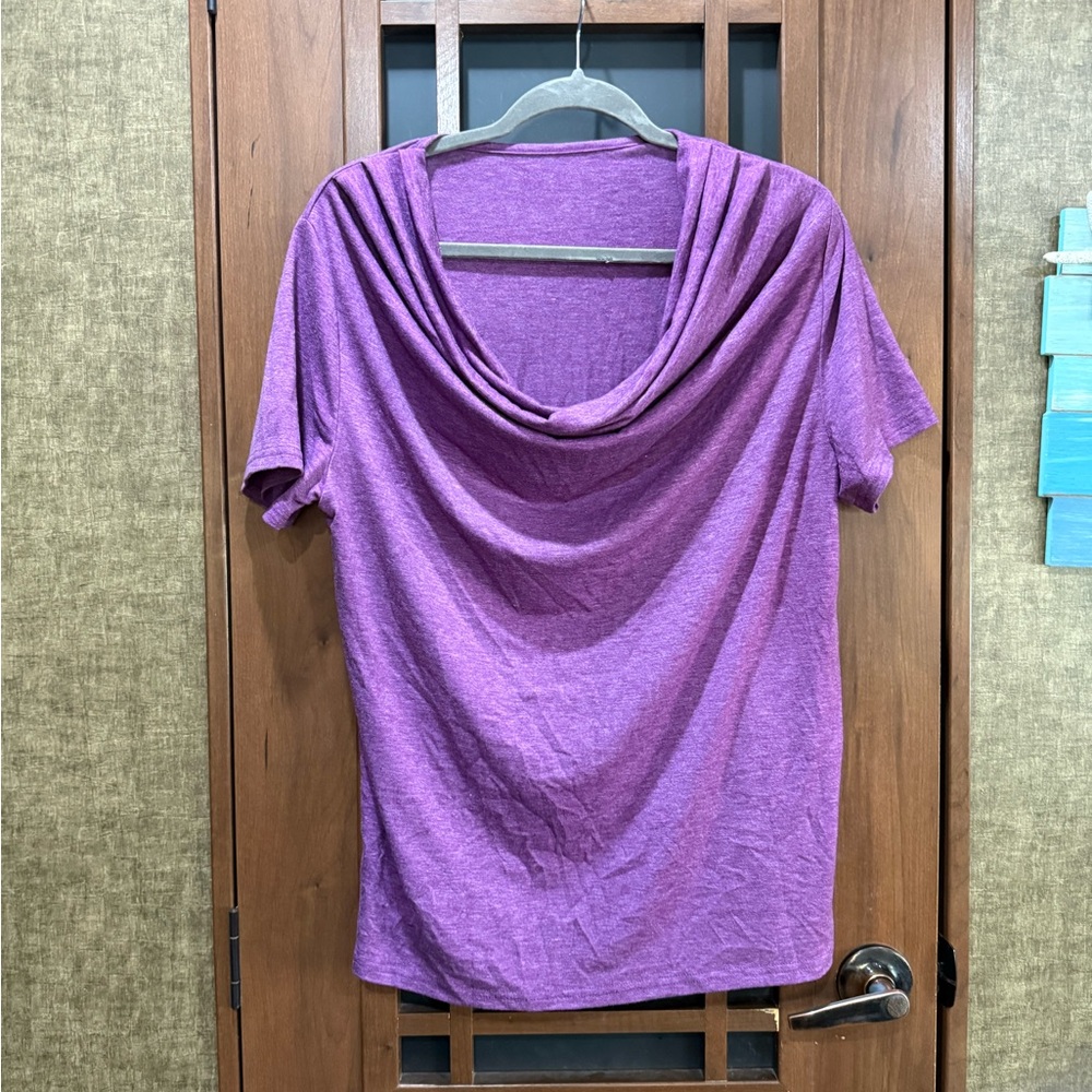 Purple Women's Cowl Neck Top